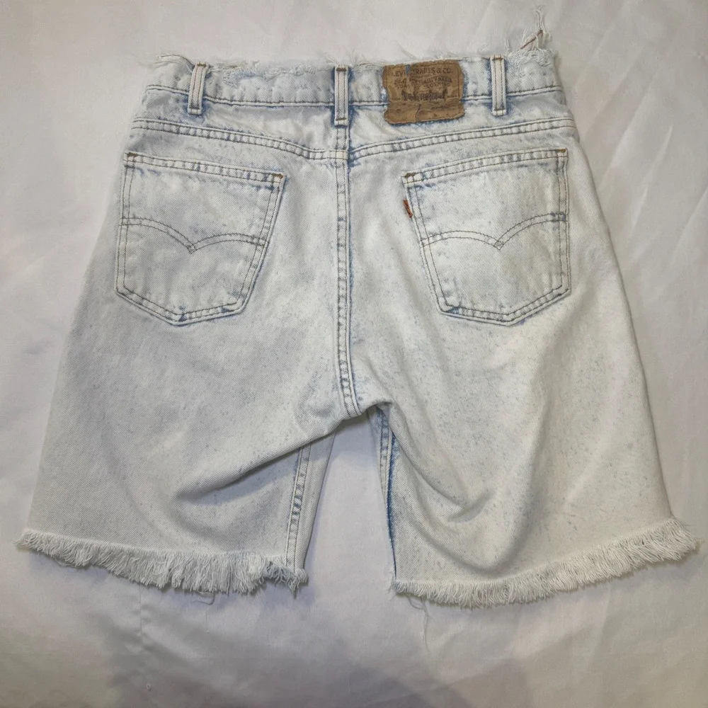 Vintage Levis 505 Orange Tab Acid Wash Denim Shorts USA Made Cut Offs W33 L00
